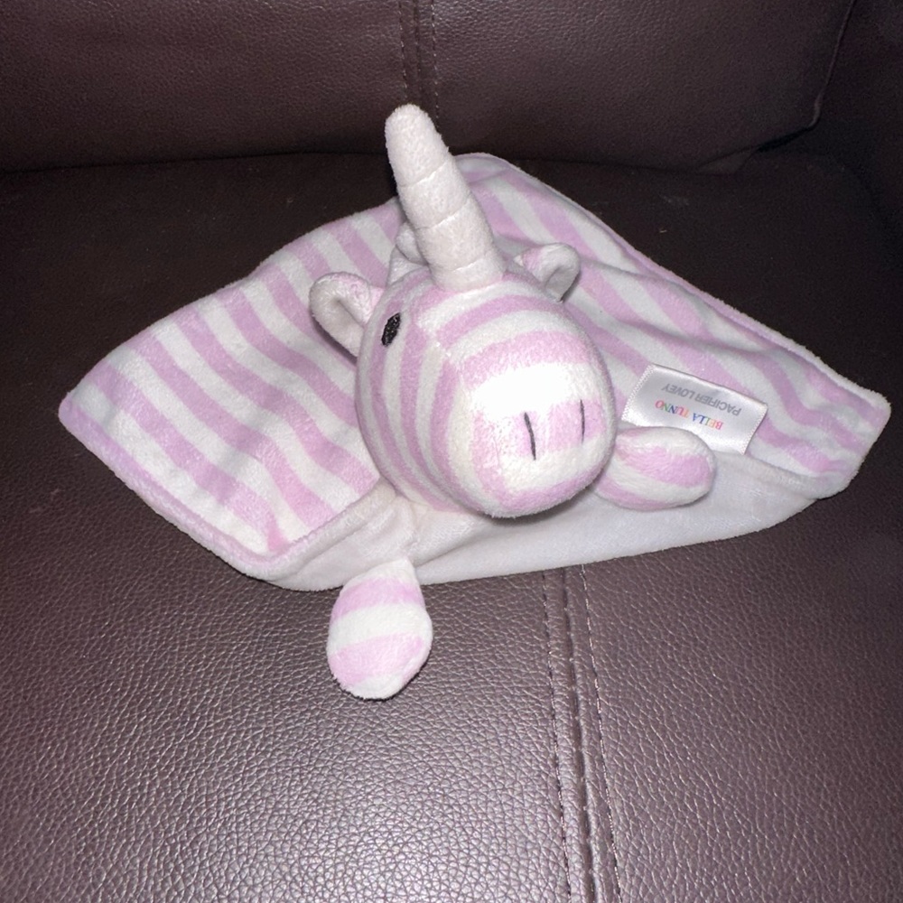 Bella Tunno Pacifier Lovey Purple Gray Dream Unicorn Rattle Security Blanket
